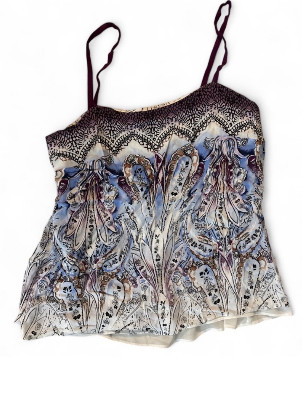 White House Black Market Blue Floral Paisley Spaghetti Strap Tank